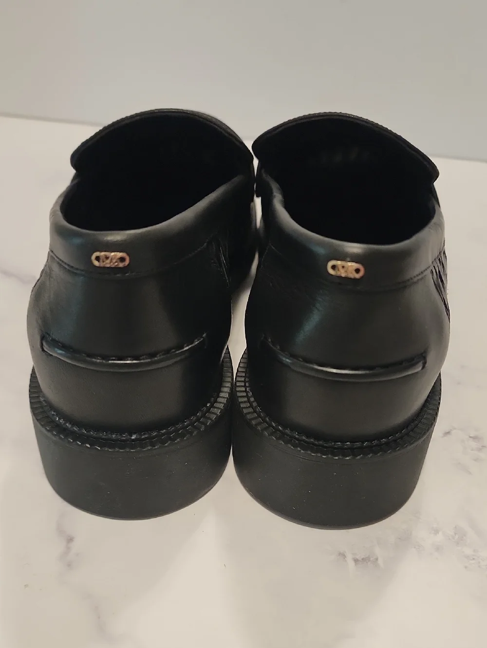 Michael Kors Eden Loafer Black Woven Leather Shoes